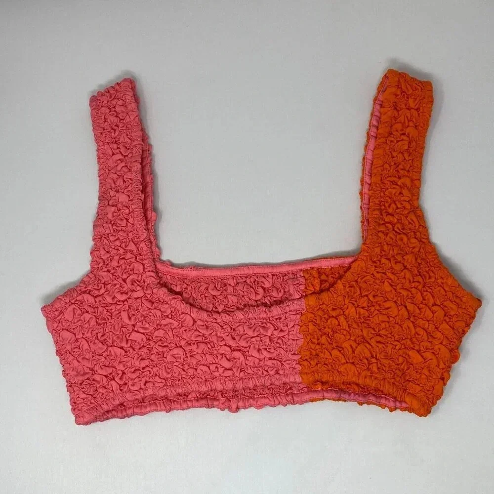 Mara Hoffman Shelly Poppy Orange Pink Popcorn Top XS - Picture 5 of 8